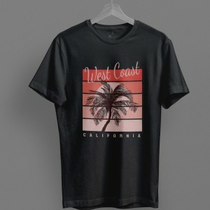 West Coast California Printed Round Neck T-Shirt