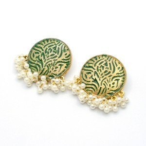 Round Drop Earrings with Bead