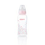 Flexible Peristaltic Nipple Clear PP Bottle 250ml Pink Star 78285