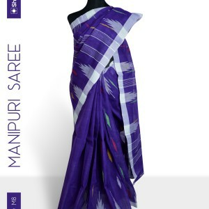 Monipuri Saree Purpel &amp; White M8