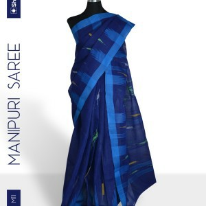 Monipuri Saree Royal Blue &amp; Sky Blue M11