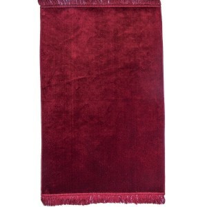 Turkish Islamic Prayer Mat| Rug Solid Velvet Red