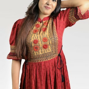 Block Printed And Embroidered Cotton Kurti- SCS(K)11